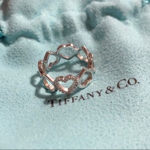 Tiffany and Co. 18K White Gold Diamond Hearts Ring